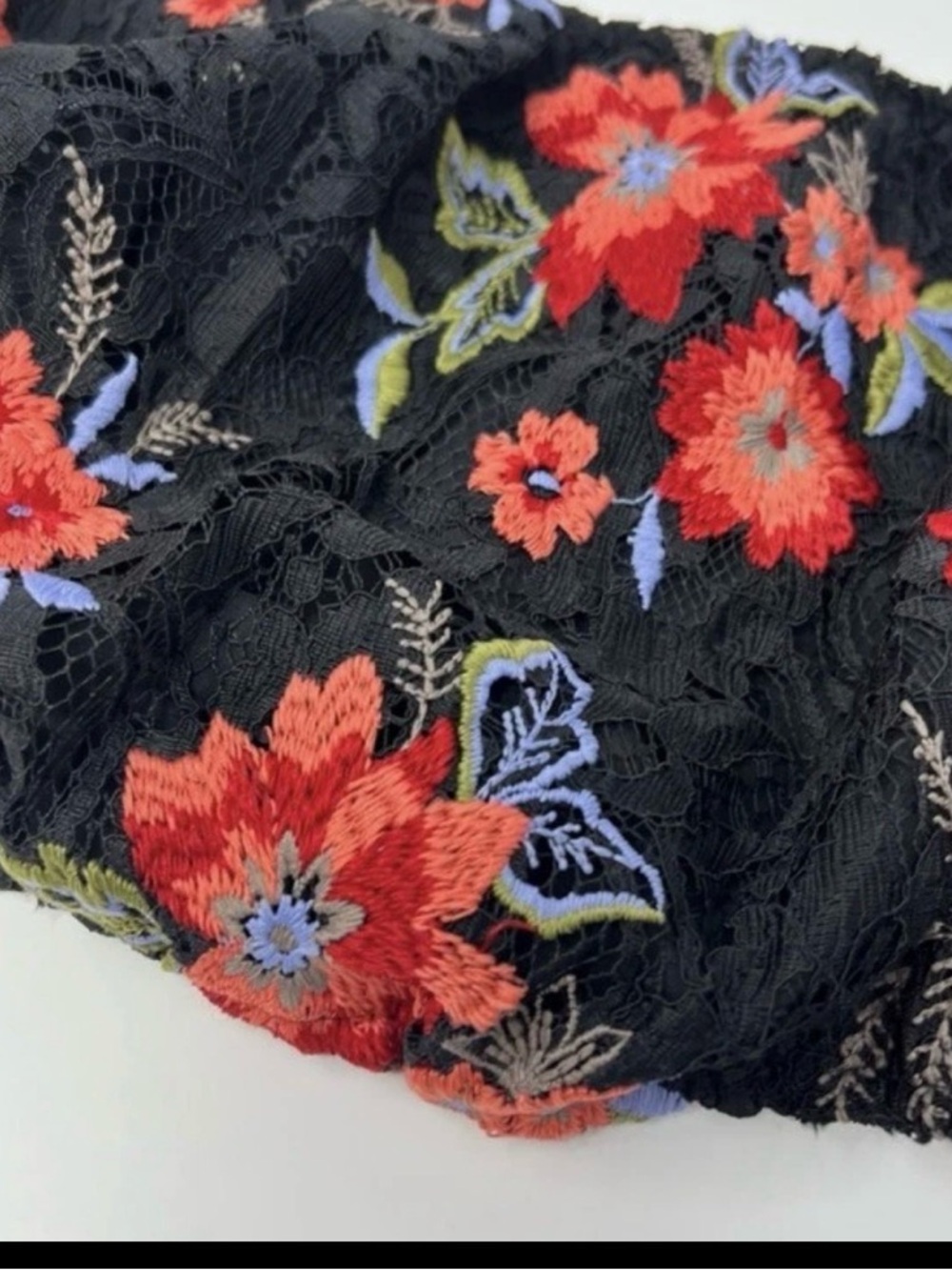 Revolve- Lovers + Friends Off-Shoulder Floral Crop Embroider Crochet Ellie Top - Picture 3 of 10